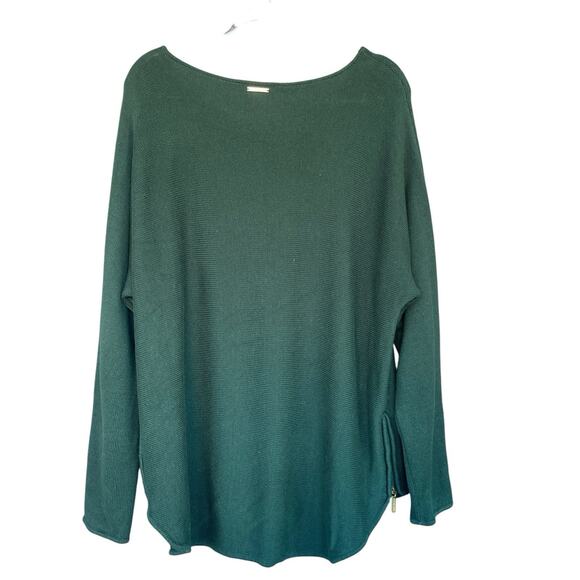 Michael Michael Kors Womens Sweater Extra Large XL Green Side Zip Round Hem - Picture 2 of 12
